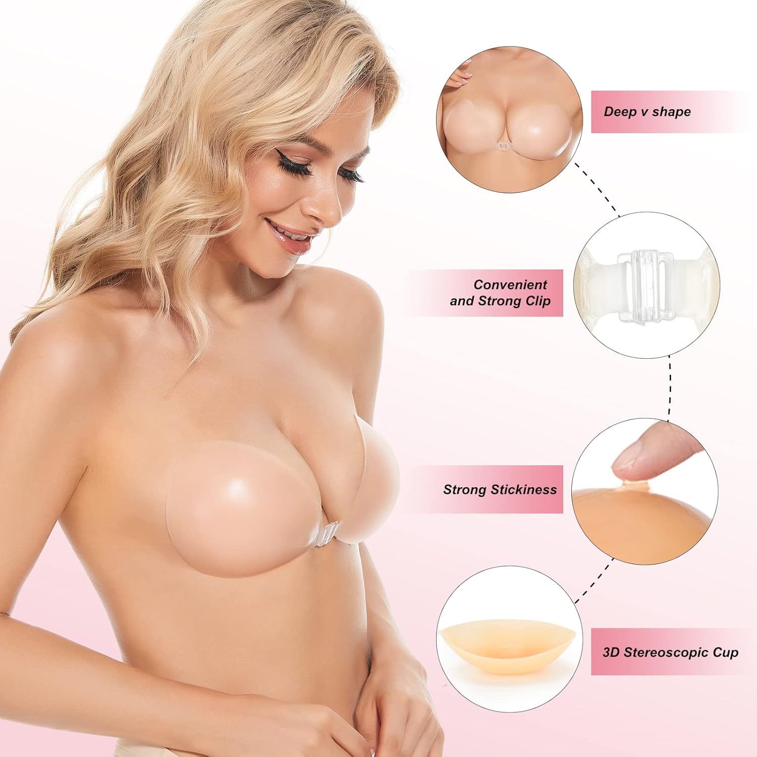 Silicone Bra Adhesive - Sujetador Adhesivo Push-Up Invisible de Silicona
