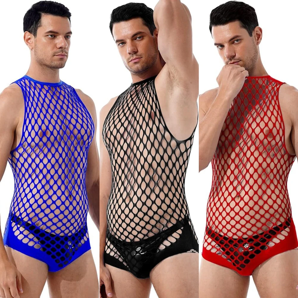 Bodystocking Fishnet - Body Gay para hombre, trajes fetiche