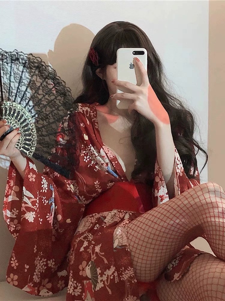 Robe Silk Women - Kimono japonés sexual, ropa de dormir